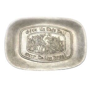 Vintage Pewter Tray Give Us This Day Our Daily Bread Wilton Armetale 9”
